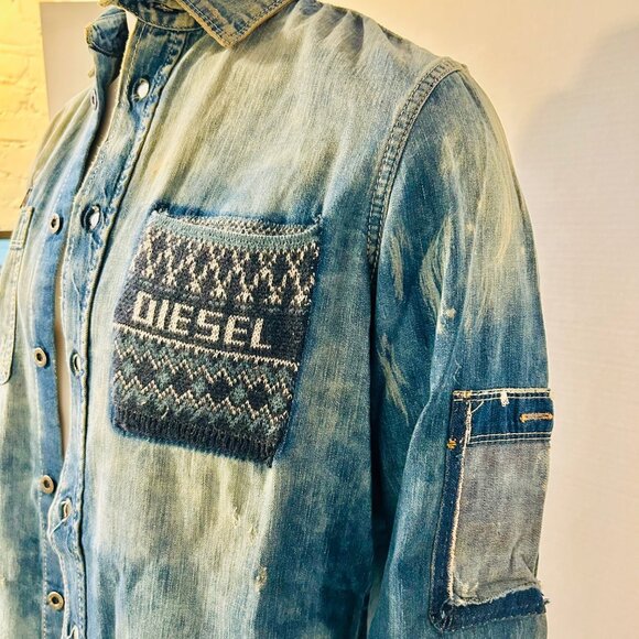 Diesel Distressed Denim L/S Shirt - Picture 6 of 12